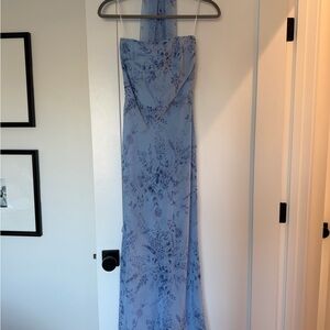 Park & Fifth Light Blue Floral Robin Strapless Dress